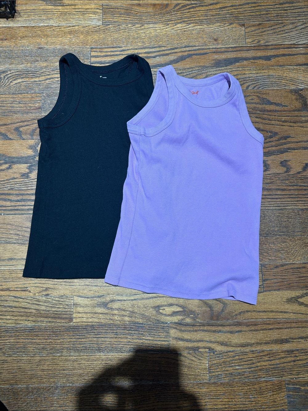 Cat & Jack Black and Lavender Ribbed Tank Tops